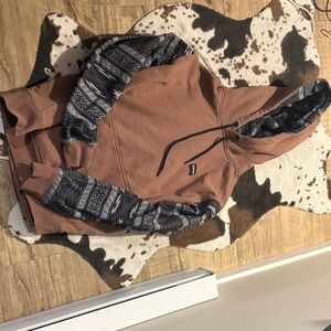 Hooey Brown and Black Patterned Hoodie